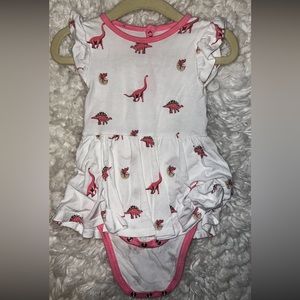 Kyte Baby Short sleeve twirl Bodysuit dress in Rose Jurassic